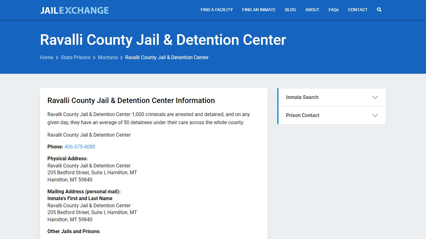 Ravalli County Jail & Detention Center Inmate Search, MT